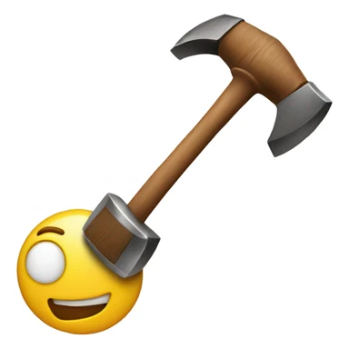Hitting a hammer on a laughing emoji sticker