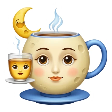 moon with under-eye circles drinking night tea sticker