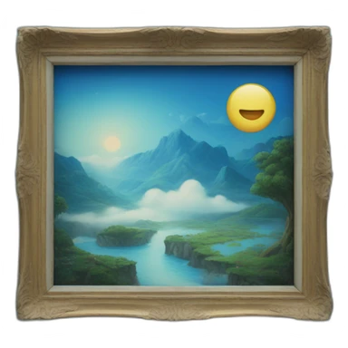 dreamland picture painting blue in frame  sticker