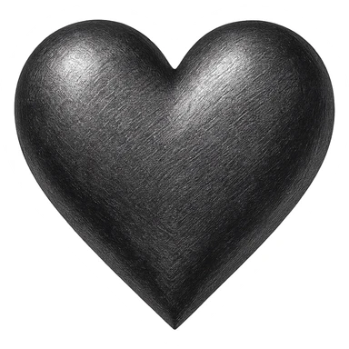 heart with a metallic graphite finish, digital illustration sticker