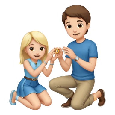 🧎‍♂️‍➡️💍💃 a boy parposing a girl boy on his knee and boy give him ring  sticker