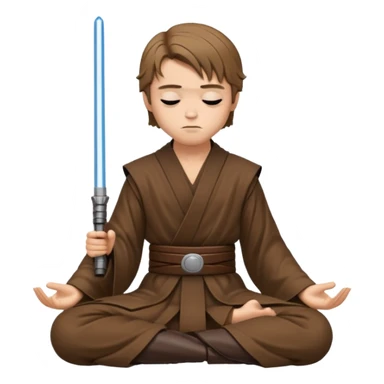 Make Anakin meditating position with jedi robes nk cape closed eyes with jedi boots hands on knees no ligthsaber sticker
