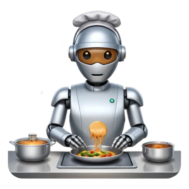 obot chef preparing a gourmet meal in a futuristic kitchen sticker