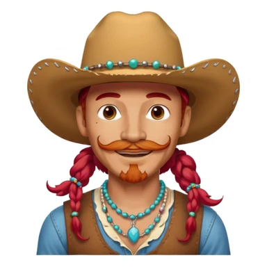 mustached cowboys bead and long red hair with tattoos on face  sticker