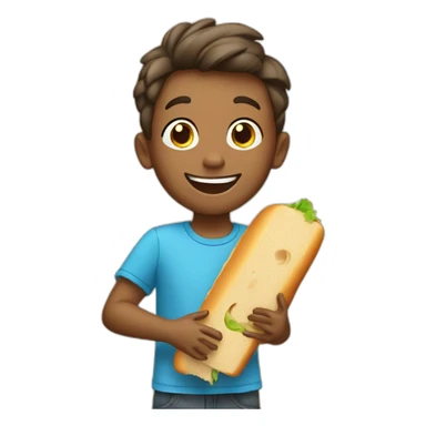 happy kid with sandwich sticker