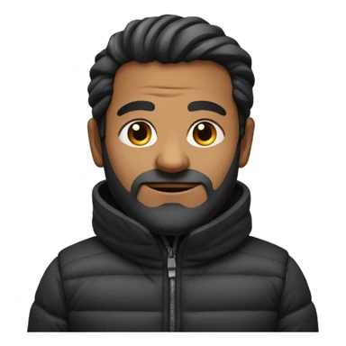 Indian man wearing a black puffer with sleeves rolled up to his mid forearm with black hair and in his 50s with receded hairline sticker