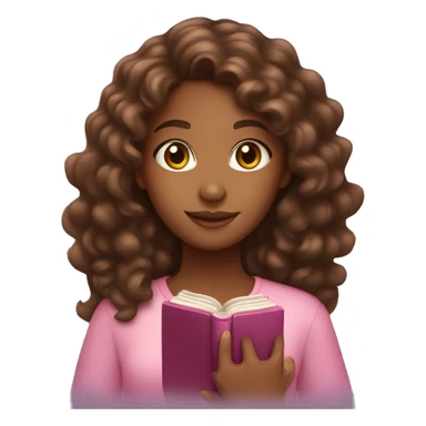 Brown girl with long brown curly hair and a pink bible that glows in her hand sticker