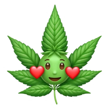 cannabis emoji with hearts sticker