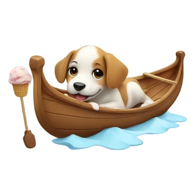 A puppy on a gondola licking icecream  sticker