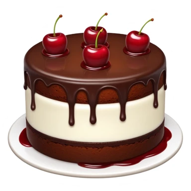 Chocolate cake with white buttercream frosting and cherry sauce sticker