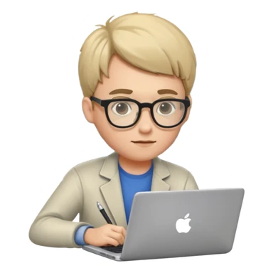 a student working in a laptop with batch code expert sticker