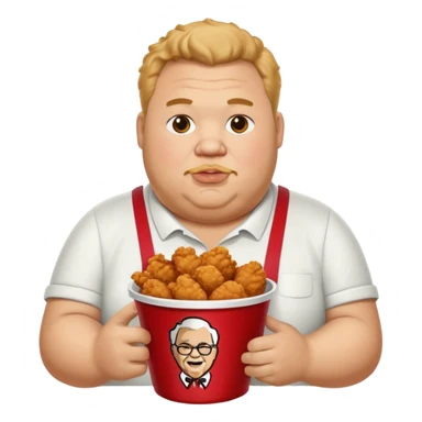 A fat guy eating kfc fried chiceb sticker