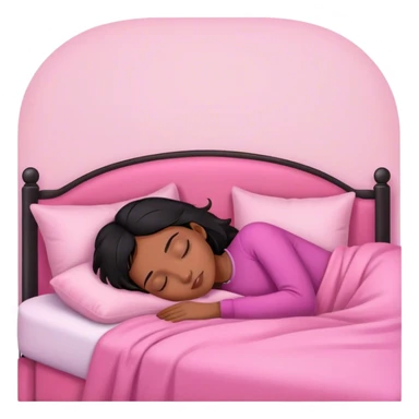 Black hair girl sleeping in pink bed sticker