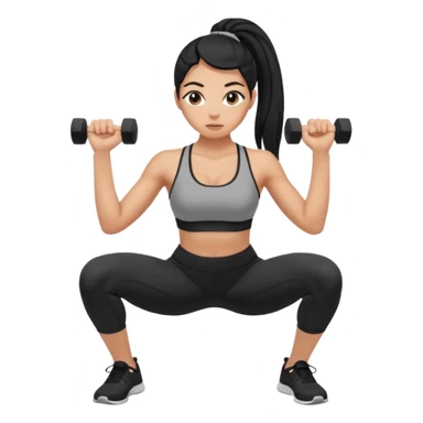 Women with long black ponytail doing a squat sticker