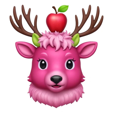 cute pink deer with apple on head sticker