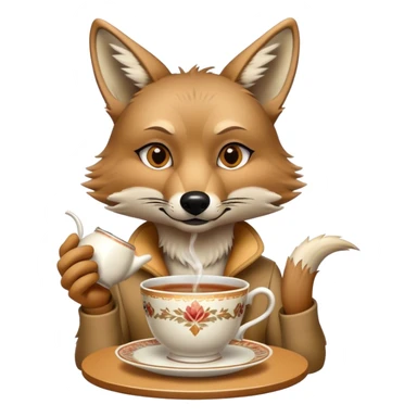Tea Drinking Coyote sticker