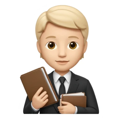 Apple Memoji-style 3D emoji of a diplomat wearing a formal suit holding a document or folder, soft shading, rounded shapes, no background. sticker