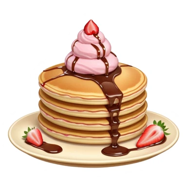 a stack of pancakes with strawberry ice cream sticker