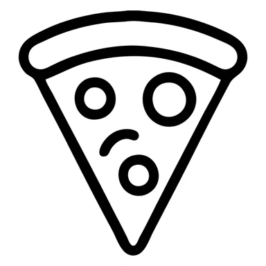 slice of pizza, black lines only, no fill, minimal details, minimal background sticker