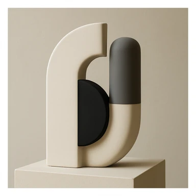 a modern abstract pottery sculpture, bold shapes, minimalist design sticker