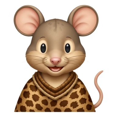 a jerry mouse wearing ancient animal skin cloth, half body, icon sticker