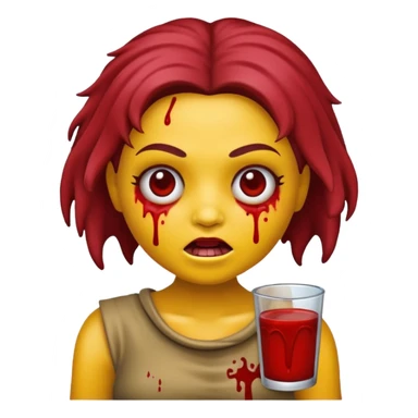 faça uma boneca zumbi estilo emoji do iphone com cabelo cacheado castanho e olhos castanhos sticker