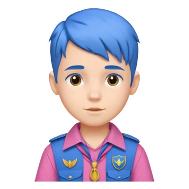 scout boy with very pink scout uniform, blue haired sticker