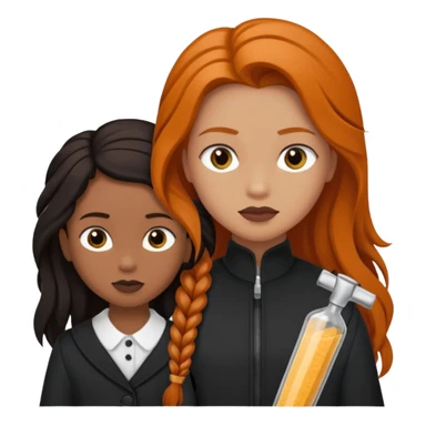 Genre moi un garçon noir roux avec un haut noire et des vanilles qui fait un câlin à. Une fille noir clair avec de longue tresses et un haut noir  sticker