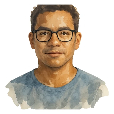 watercolor style tan skin man with square glasses sticker