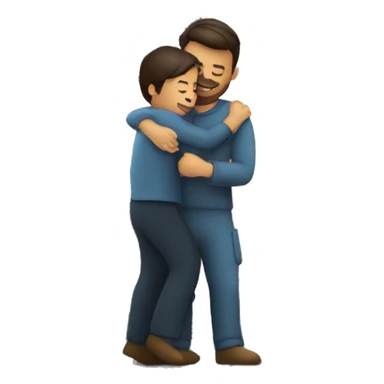 man hugging an oil rig sticker