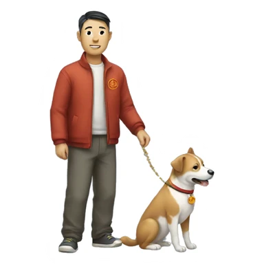 a Chinese with a dog sticker