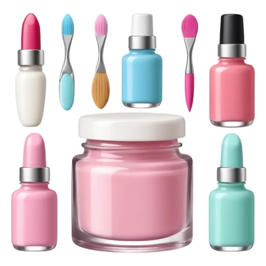 Minimalist nail art sticker pack featuring a cute female nail artist, nail tools like brushes and files, colorful nail polish bottles, small decorated nails, simple and clean design, pastel colors, kawaii style, delicate and charming, high-resolution, perfect for nail stickers sticker