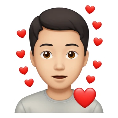 asian man falling with heart eyes sticker