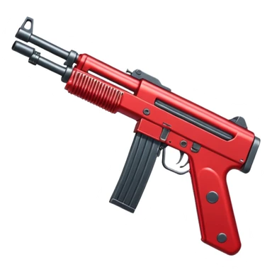 Red machine gun placed in vertical manner, totally red, no other part should be of any other colour, in 2D format sticker