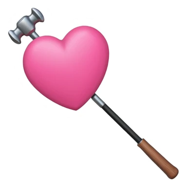 make a hammer on a black stick with a big pink heart on both sides  sticker