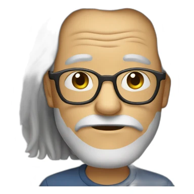 old man with glasses and long hair without mustache sticker
