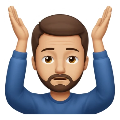 Emoji of a frustrated man with short brown hair hair and a short beard, eyes tightly closed and eyebrows furrowed.
Both hands raised near his head in frustration, clean rounded emoji style, soft gradients, plain background. sticker