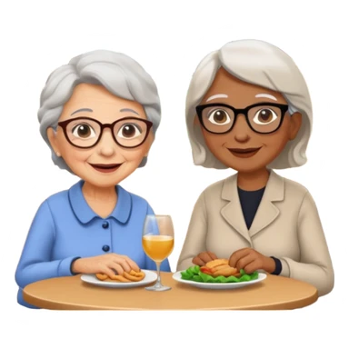 conversación dentro de un restaurant  dos personas y una de las persoans sea una abuela sticker