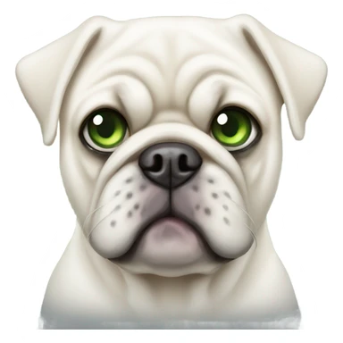all white pug with green eyes sticker