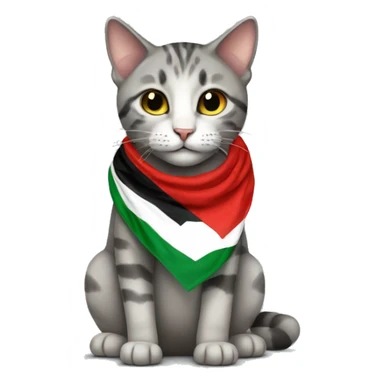 Cat wearing a Palestine scarf sticker