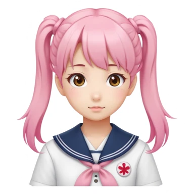 Cute anime girl with pink twin tails hairstyle wearing Japanese sailor style school uniform, kawaii style sticker