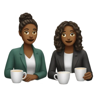 two women at coffee shop sticker