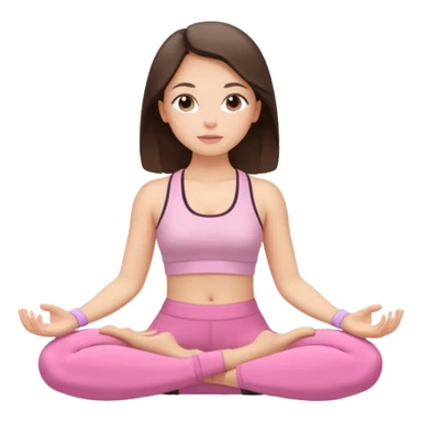 white brunette girl in light pink workout clothes meditating sticker