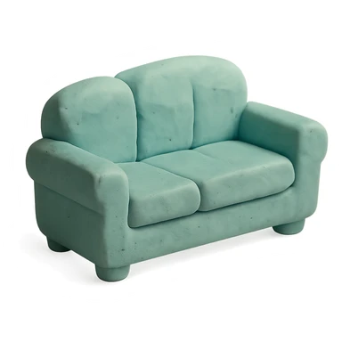 claymation style sofa foam, visible fingerprints, pastel palette sticker