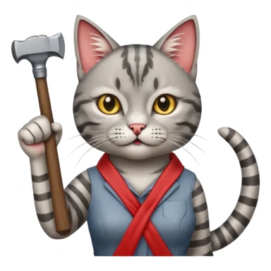 Female Cat with hammer and sickle. With raised fist sticker