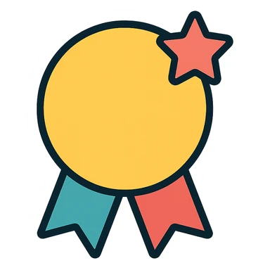 special offer badge, gold and colorful elements, elegant minimalist flat design, award badge style, 2D flat vector, trending icon look, soft shadows, no text, isolated on white background, perfect for commercial use sticker