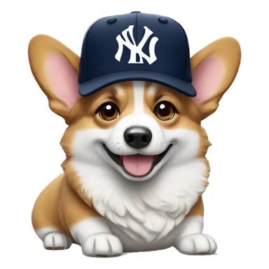 corgi wearing a Yankees hat sticker