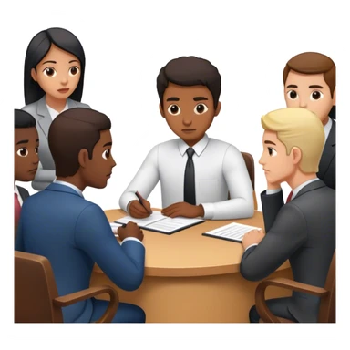 Una mesa de negociación donde una persona callada escucha mientras los demás hablan y revelan información sin darse cuenta. Cuando llega su turno, dice solo unas pocas palabras, pero su decisión es la que define el resultado. sticker