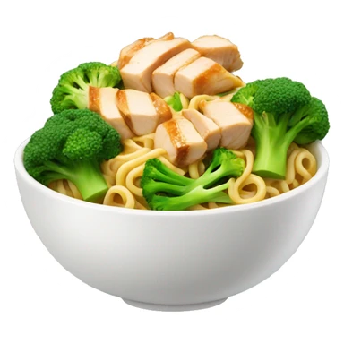 Noodle bowl with chicken and broccoli sticker