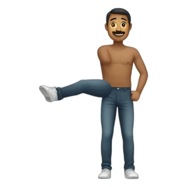 man with curved leg in u shape sticker